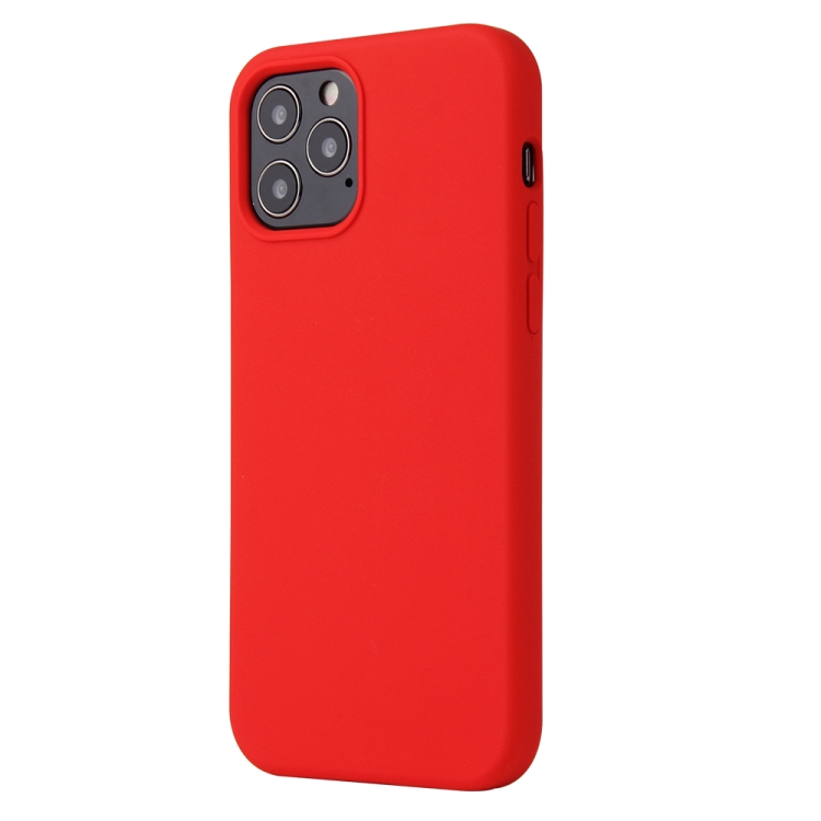 Sunsky For Iphone 12 Pro Max Solid Color Liquid Silicone Shockproof Protective Case Country Red