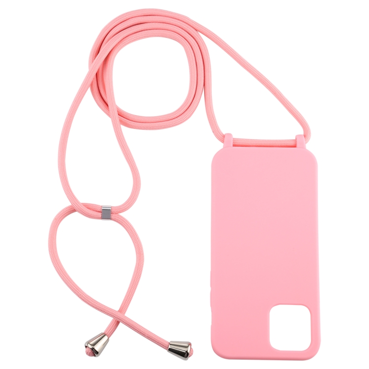 Sunsky For Iphone 12 12 Pro Candy Colors Tpu Protective Case With Lanyard Pink
