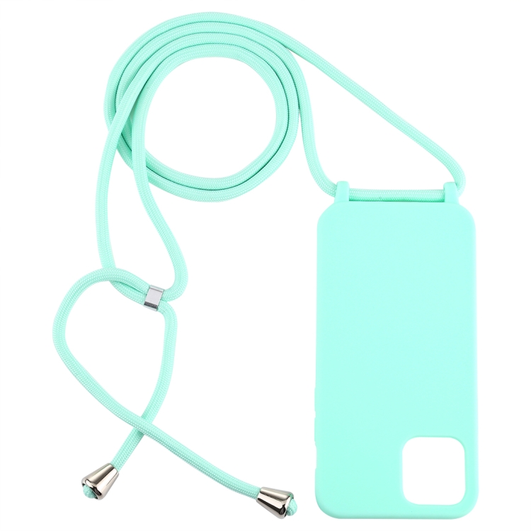Sunsky For Iphone 12 Pro Max Candy Colors Tpu Protective Case With Lanyard Mint Green