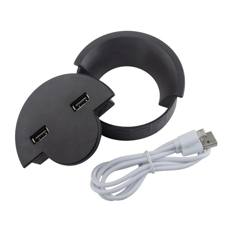 60mm Desktop Outlet USB Cable Wire Hole Cover Round Winder Holder - 1
