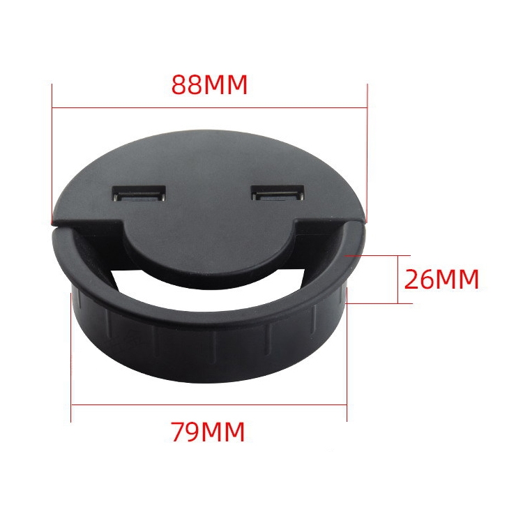 60mm Desktop Outlet USB Cable Wire Hole Cover Round Winder Holder - 2