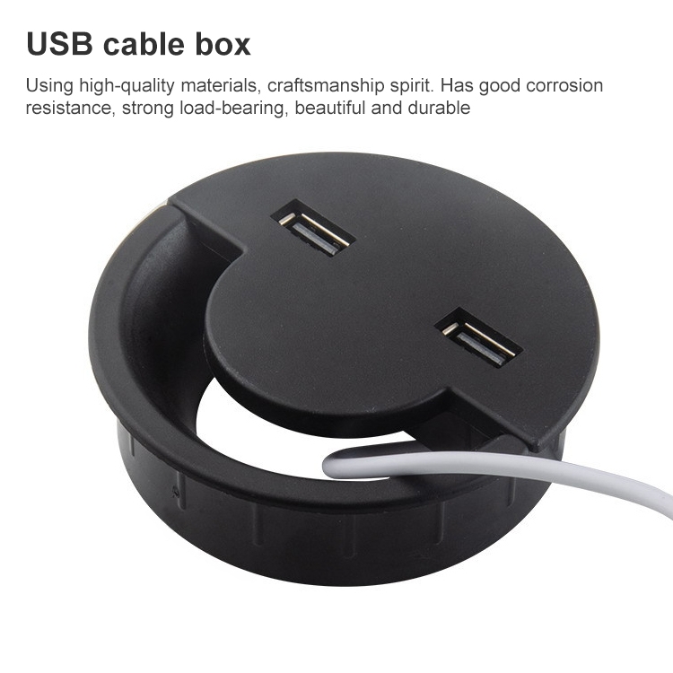 60mm Desktop Outlet USB Cable Wire Hole Cover Round Winder Holder - 4