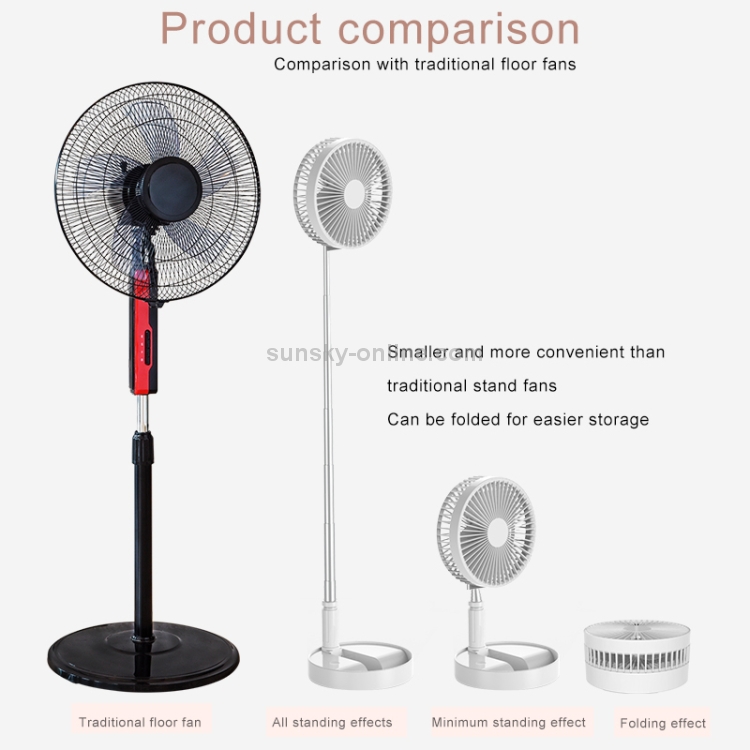 Sunsky Cyke P9 Usb Portable Folding Telescopic Vertical Desktop Integrated Multi Function Electric Fan With 4 Speed Control White