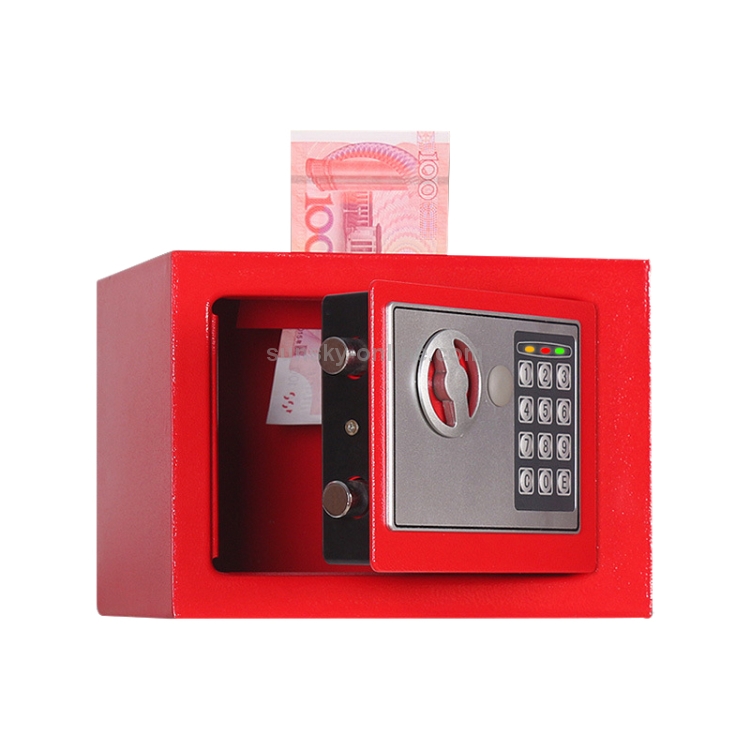 Sunsky 17e Home Mini Electronic Security Lock Box Wall Cabinet Safety Box With Coin Operated Function Red