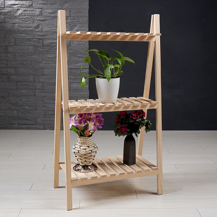 Sunsky Solid Wood Folding Multi Layer Flower Plate Storage Shelves Shoe Rack Size 90x50x30cm Wood