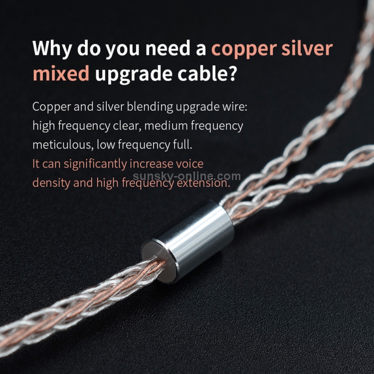 Hot KZ Copper Silver Hybrid Plating Upgrade Line Earphone Cable For HiFi Sound