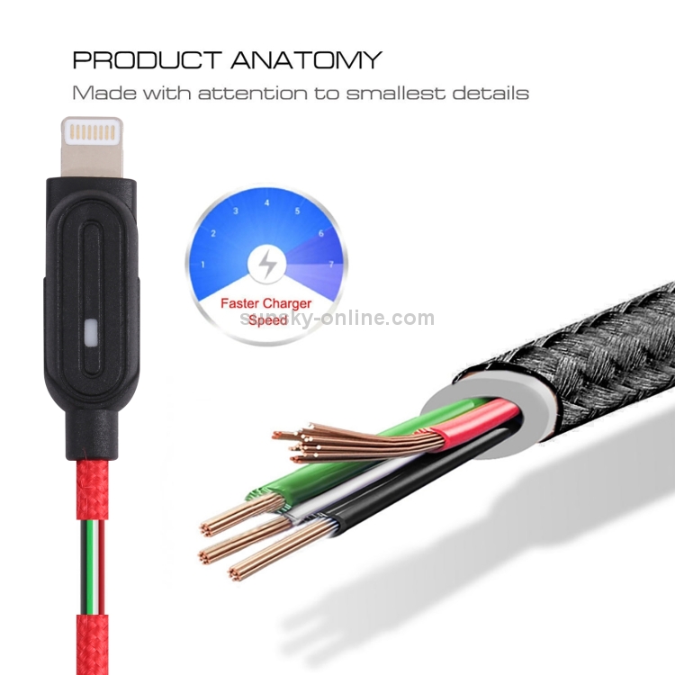 Magnetic Suction Head 8 Pin to USB Nylon Braided Charging Data Cable, Length: 1m - 3