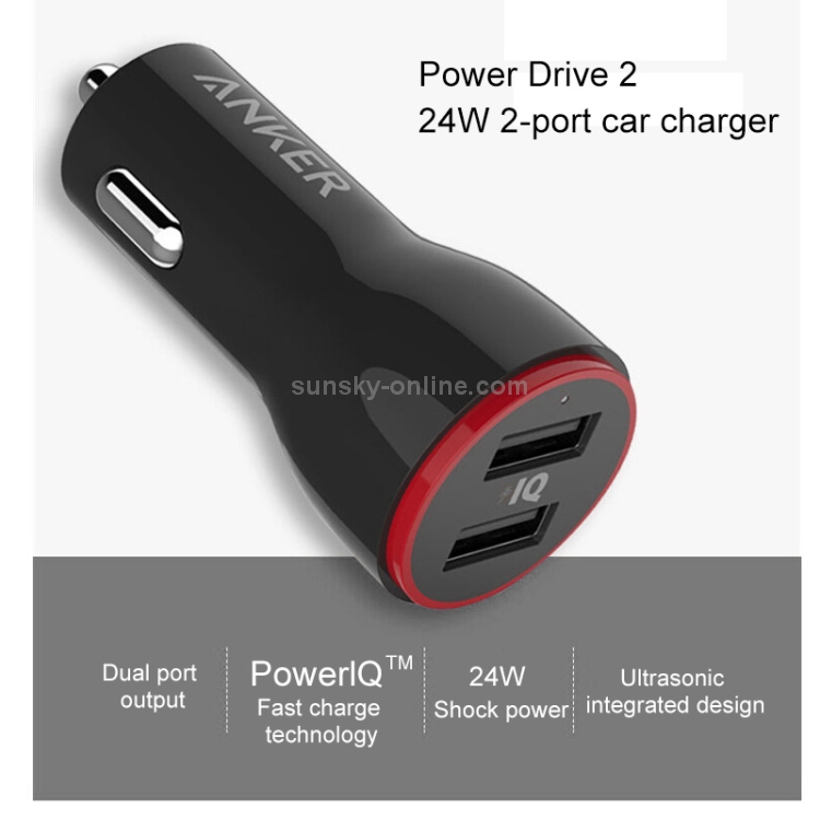 Sunsky Anker Powerdrive 2 24w 4 8a Dual Usb Car Charger Fast