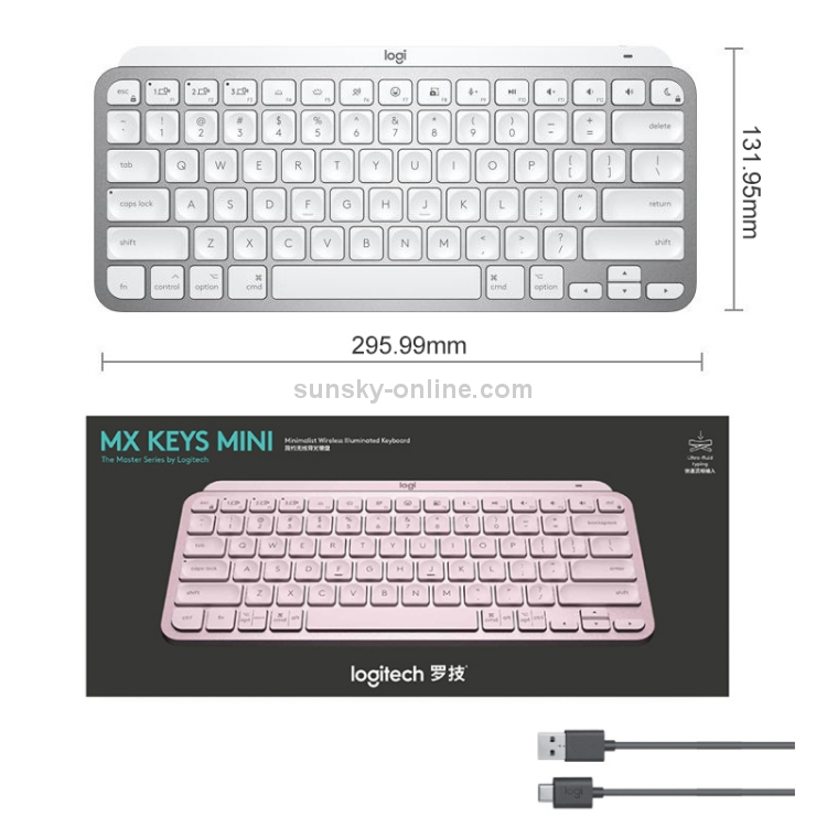 Logitech MX Keys Mini Wireless Bluetooth Ultra-thin Smart Backlit Keyboard (Black) - B5
