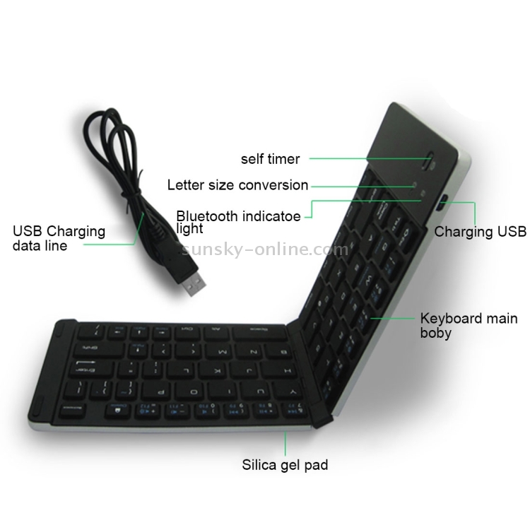 Color : Gold Gold Support Android//Windows//iOS The Lastest Model LYX F66 Foldable Bluetooth Wireless 66 Keys Keyboard