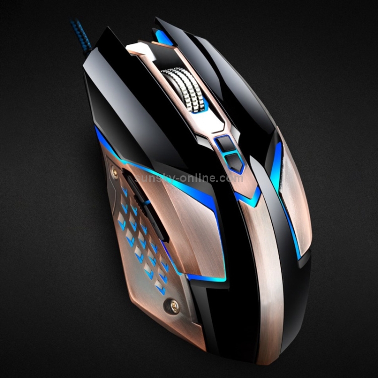 Length 1.5m CAOMING T03 USB 3200DPI Four-Speed Adjustable Custom Macro Light Wired Optical E-Sport Gaming Mouse Color : Bronze