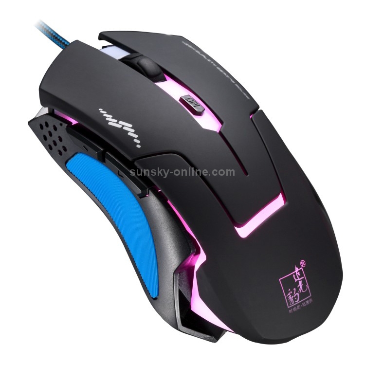 1.8m USB 6-Keys 2400DPI Three-Speed Adjustable Backlight Wired Optical Gaming Mouse Built-in Counter Weight Length