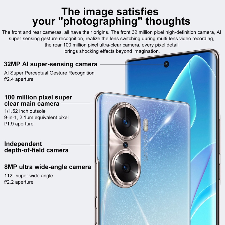 Honor 60 5G LSA-AN00, 108MP Cameras, 8GB+128GB, China Version, Triple Back Cameras, Screen Fingerprint Identification,  6.67 inch Magic UI 5.0 Qualcomm Snapdragon 778G 6nm Octa Core up to 2.4GHz, Network: 5G, OTG, NFC, Not Support Google Play(Blue) - B2