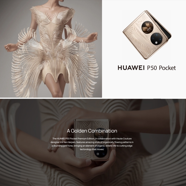 Huawei P50 Pocket 4G BAL-AL00, HarmonyOS 2, 50MP+64MP Camera, 8GB+256GB, China Version, Triple Back Cameras, Side Fingerprint Identification, 6.9 inch + 1.04 inch Snapdragon 888 4G Octa Core up to 2.84 , Network: 4G, OTG, NFC, Not Support Google Play (White) - B1