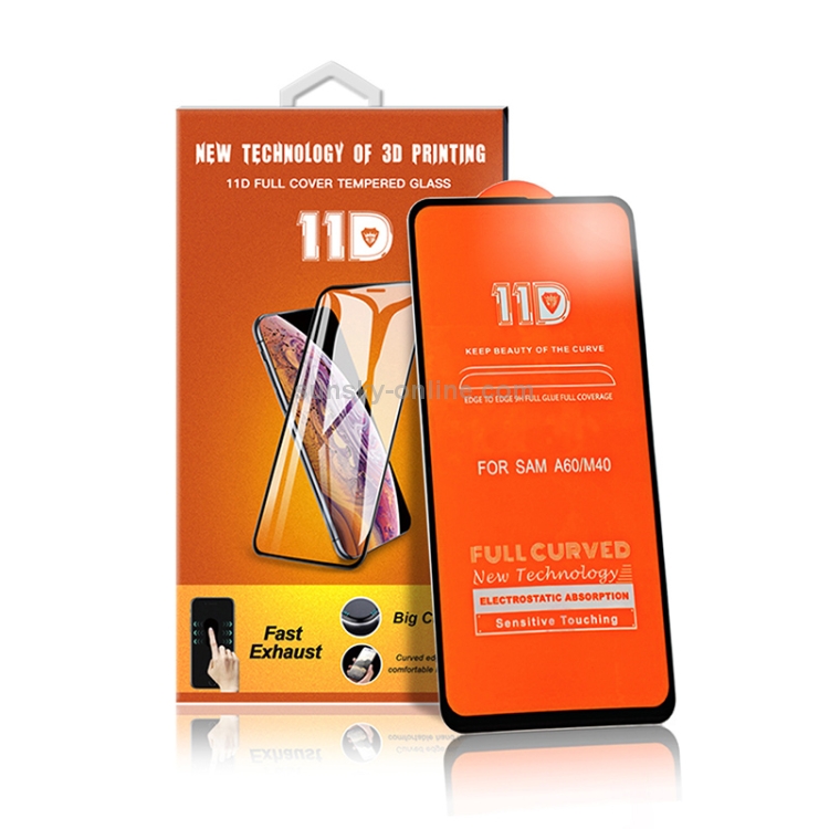 ZHANGYUNSHENG 25 PCS 11D Full Screen Full Glue Anti-Fingerprint Tempered Glass Film for Galaxy M40 A60 zys