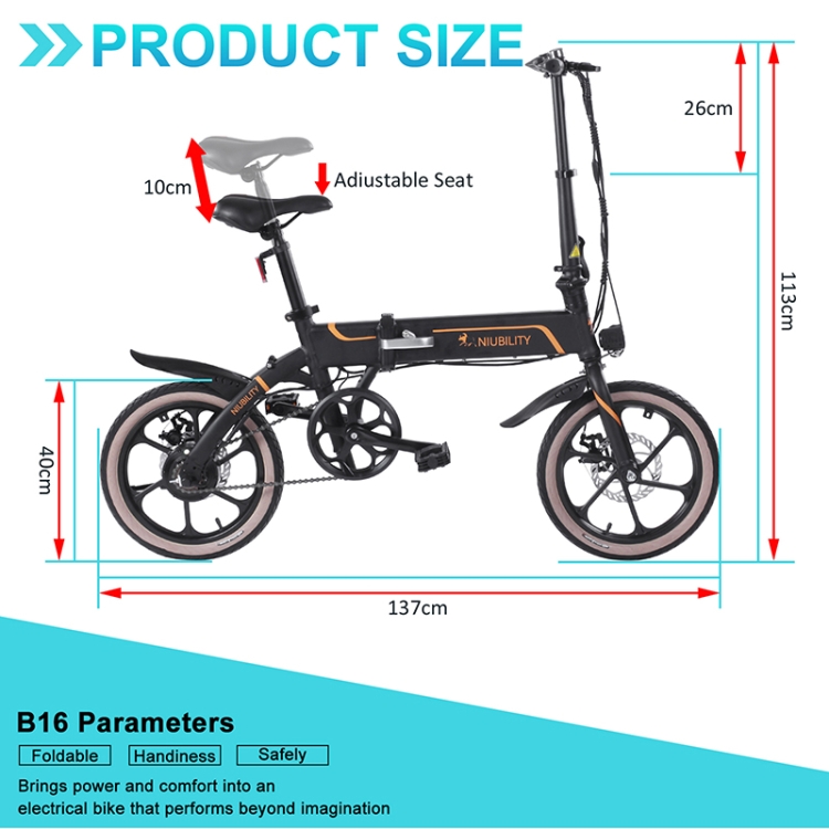 [EU Warehouse] Niubility B16 10.4AH 350W Folding Electric Bicycle with 16 inch Tires, EU Plug(Black) - B2