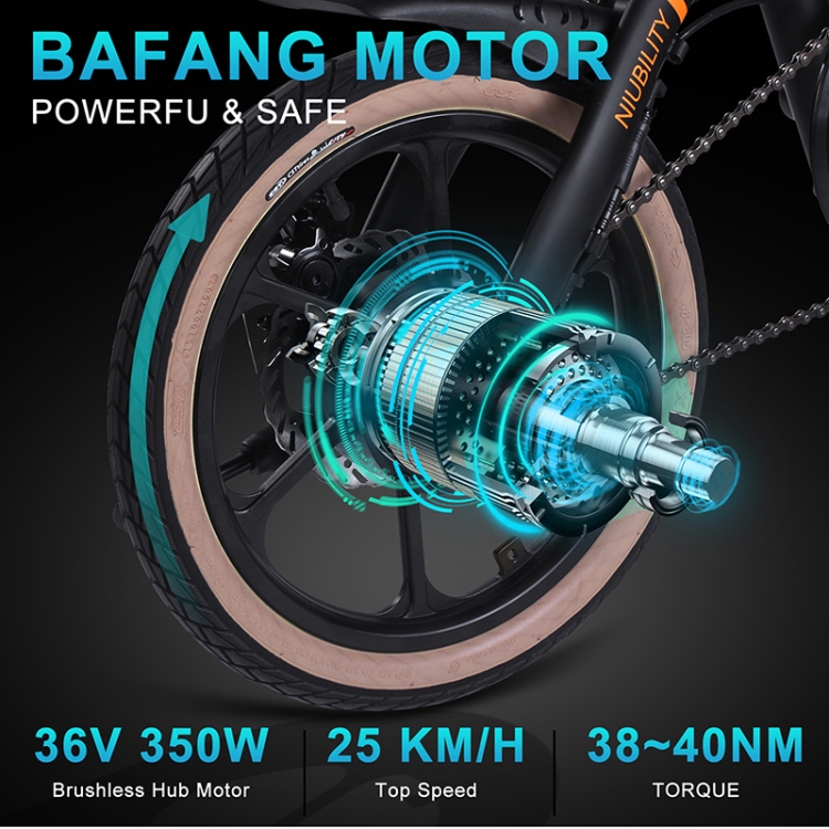 [EU Warehouse] Niubility B16 10.4AH 350W Folding Electric Bicycle with 16 inch Tires, EU Plug(Black) - B4