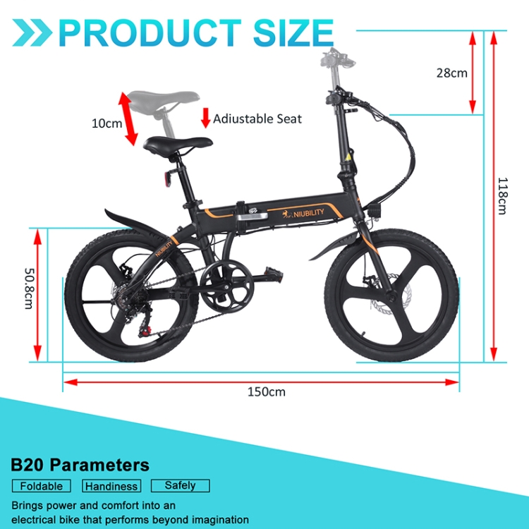 [EU Warehouse] Niubility B20 10.4AH 350W Folding Electric Bicycle with 20 inch Tires, EU Plug(Black) - B2