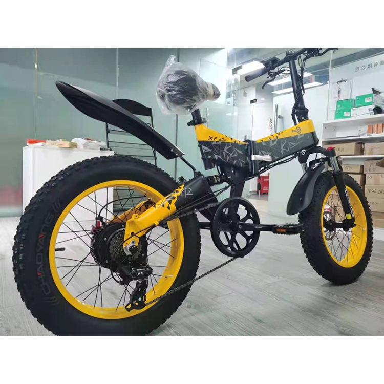 [EU Warehouse] BEZIOR XF200 48V15AH 1000W Folding Electric Bicycle with 20 inch Tires, EU Plug(Black Yellow) - B5