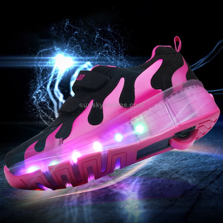 J30 LED Light Single Wheel Roller Skating Shoes Sport Shoes, Size : 38 ...