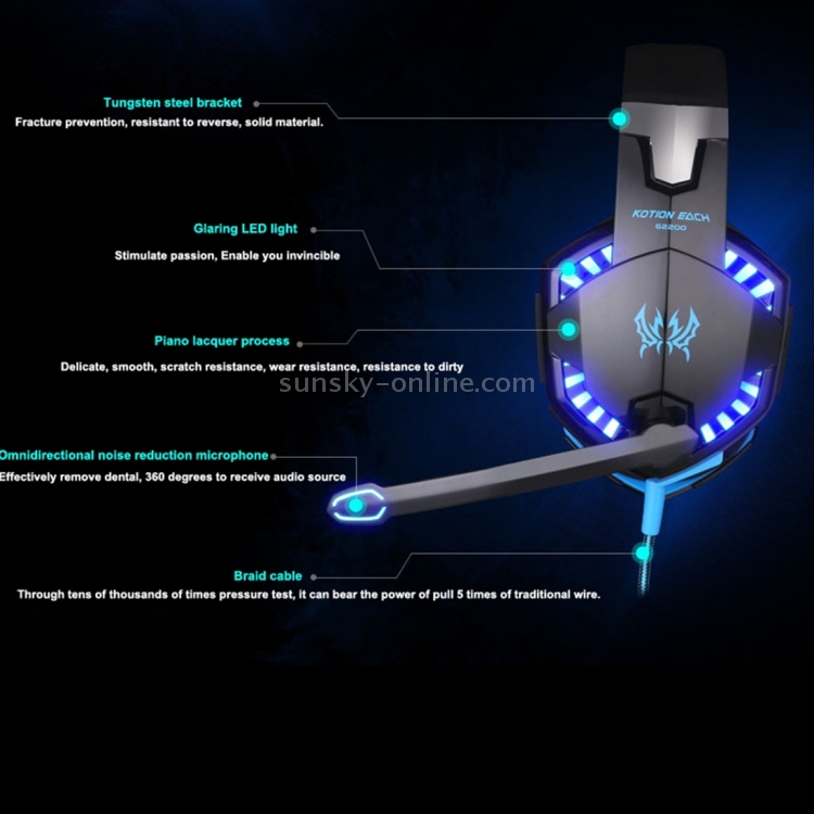 Universal 3.5mm Wired Headphone, Bass Sound Headband Headset With Microphone And LED Light For Computer