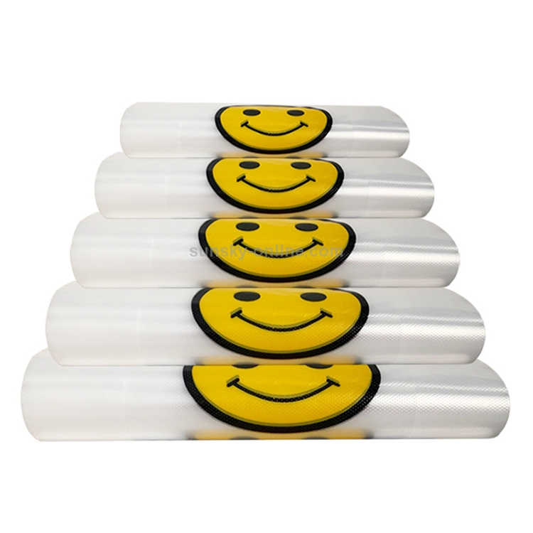 5 Sets 3C Transparent Smiley Plastic Bag Shopping Bag Packaging Bag(50 ...