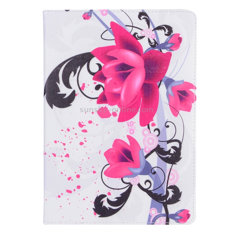 SUNSKY - Flower Pattern Horizontal Flip Leather Case with Holder & Card