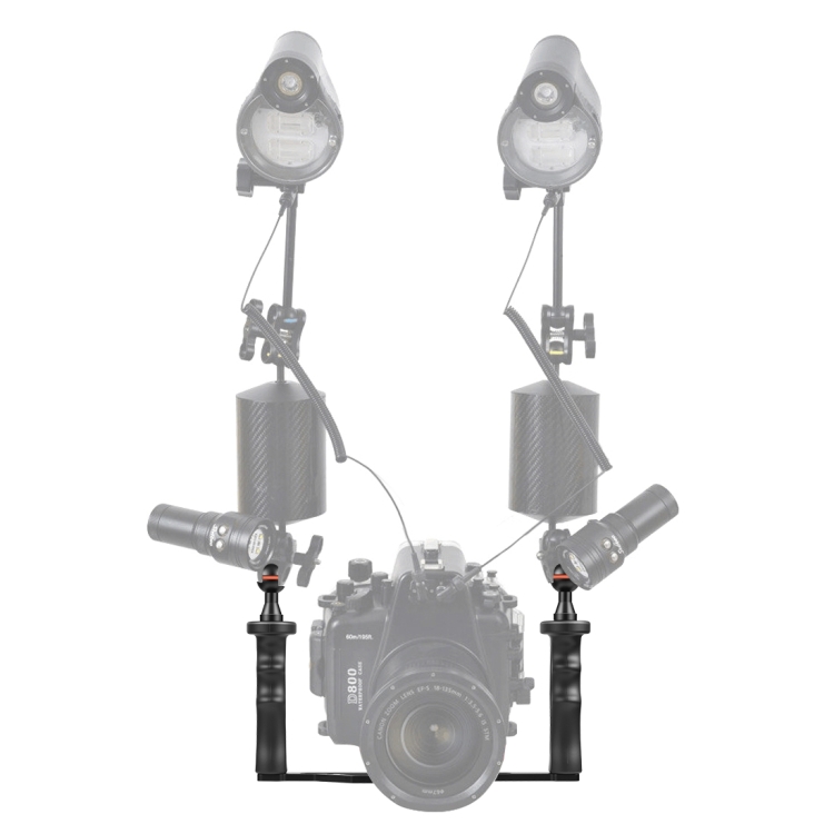PULUZ Dual Handles Aluminium Alloy Tray Stabilizer for Underwater Camera Housings (Black) - 5