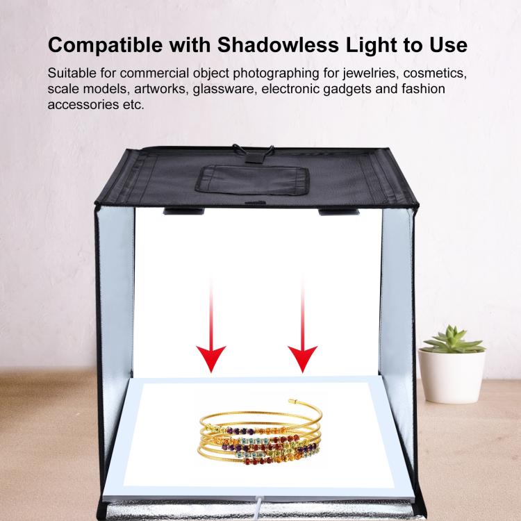 40cm 16 x 16 Portable and Folding Shooting Tent Studio Lighting Kit with 5 PVC Backdrops US Stock 12 Touch Fasteners and 1 Clip 2 LED Lamp Panel Mini Photo Studio Light Box