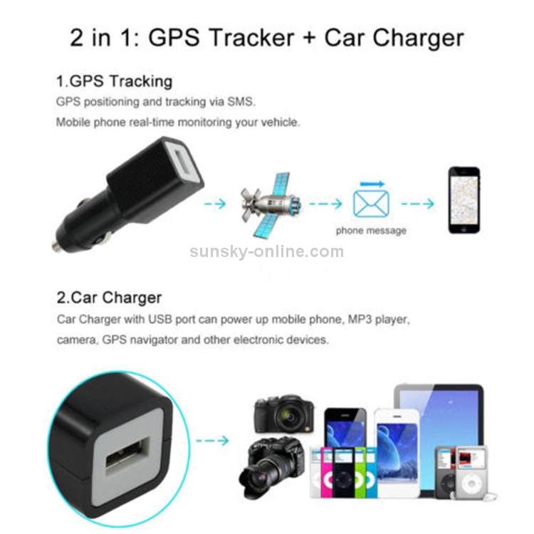SUNSKY EASYWAY Quickcharge USB Port Car Locator Car Charger GPRS