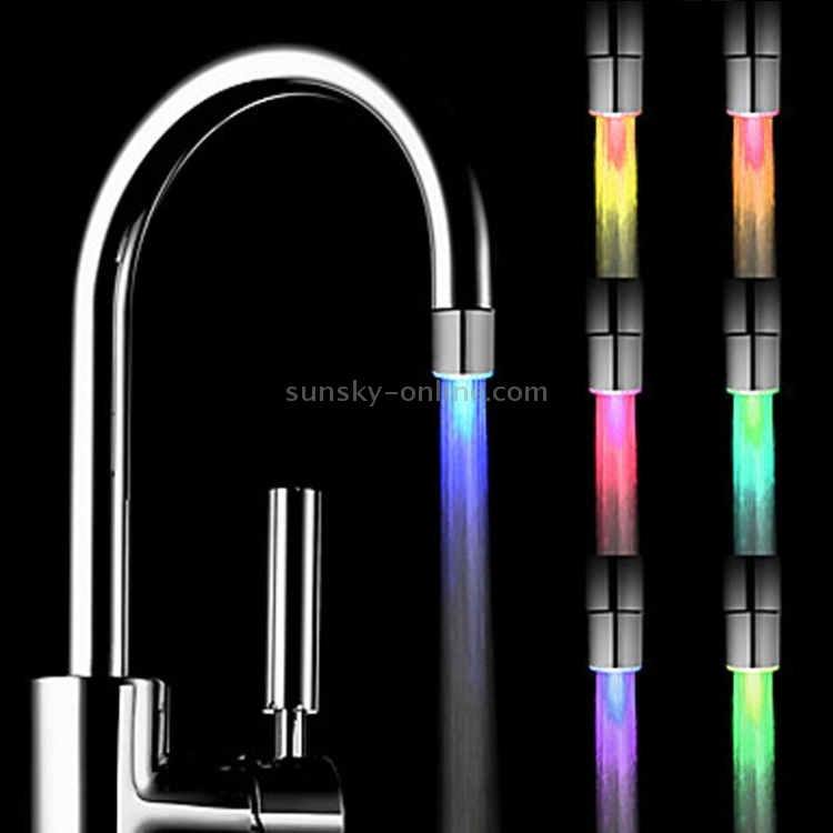 Sunsky Temperature Sensitive 7 Color Gradient Led Water Faucet Light Water Stream Color Changing Faucet Tap For Kitchen And Bathroom