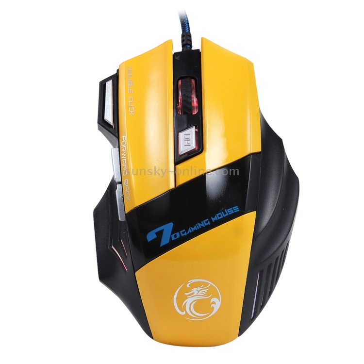 7 Buttons with Scroll Wheel 5000 DPI LED Wired Optical Gaming Mouse for Computer PC Laptop Color : Yellow