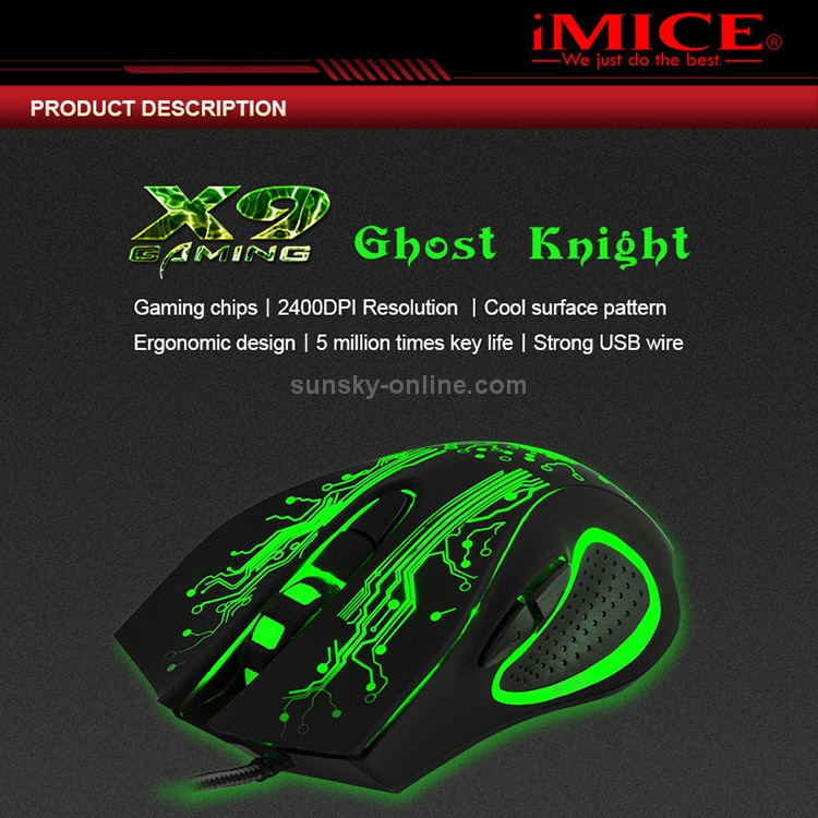 X9 USB 6 Buttons 2400DPI Wired Gaming Mouse Optical Mouse for Desktop Computer