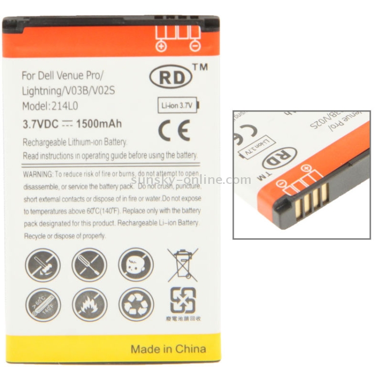 Sunsky 1500mah High Capacity Replacement Battery For Dell Venue Pro V03b 214l0