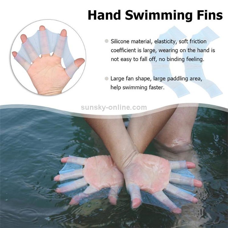 SUNSKY Finger Flexible Silicone Swimming Gloves (Samll Size)(Blue)