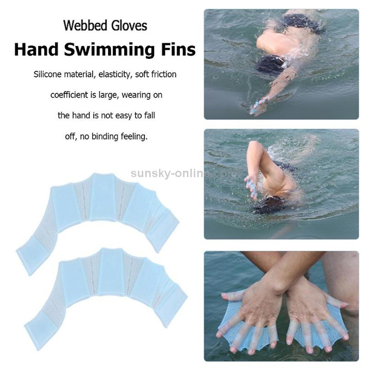 SUNSKY Finger Flexible Silicone Swimming Gloves (Samll Size)(Blue)