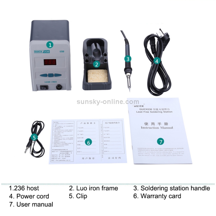 Quick 236 Lead-Free anti-static Soldering Station Digital Display 90W 220V