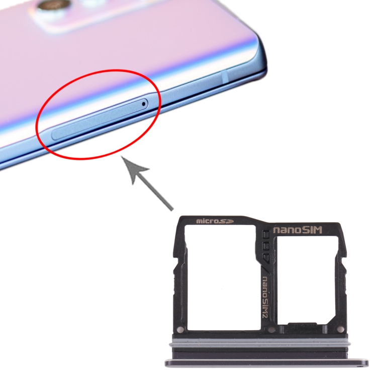 Nano SIM Card Tray + Nano SIM Card Tray / Micro SD Card Tray for LG Wing 5G LMF100N, LM-F100N, LM-F100V, LM-F100 (Black) - 3