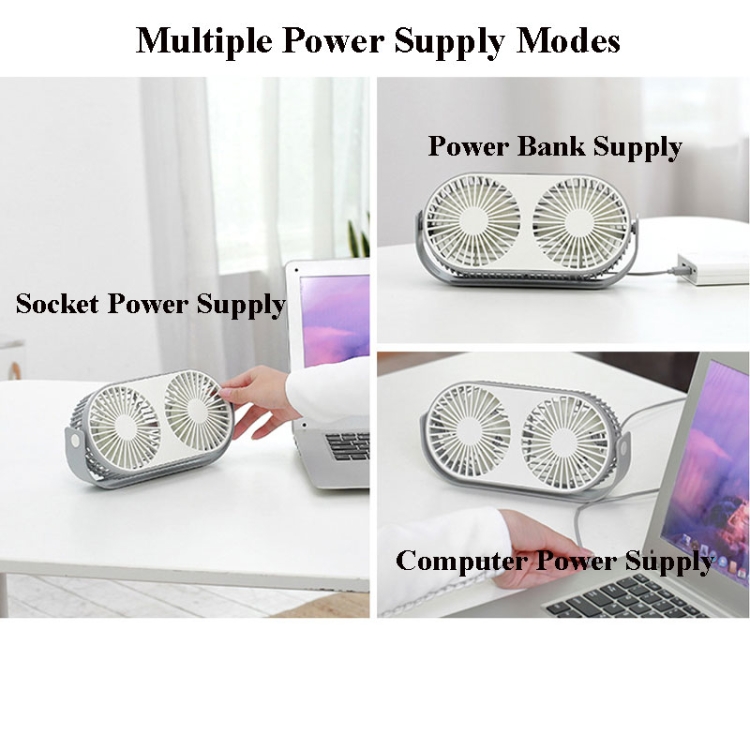 CellphoneMall USB Desk Personal Fan Small Bean Desktop Desktop Double Leaf USB Mini Fan Gray Color : Gray
