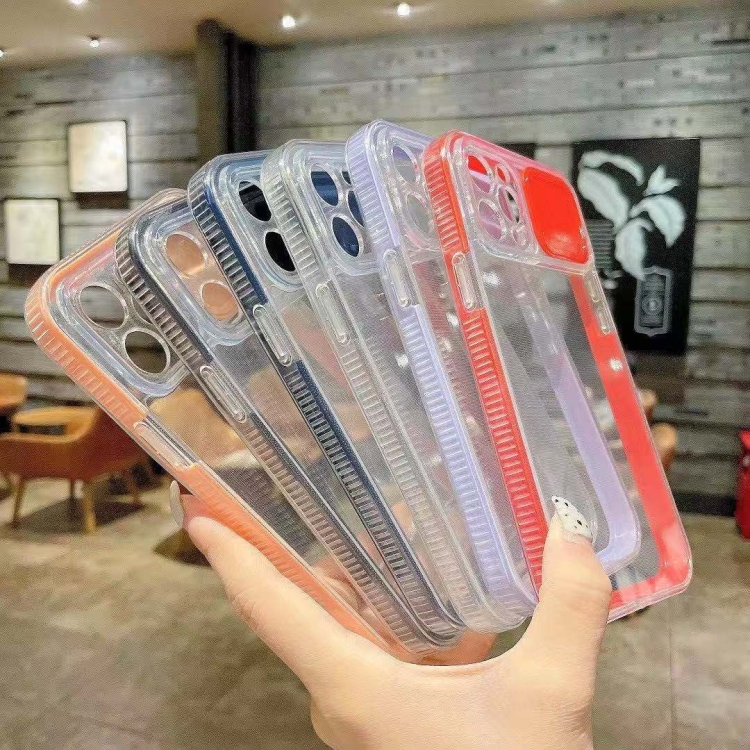 3 in 1 TPU + PC Transparent Phone Case with Sliding Camera Cover For iPhone  13(Transparent)