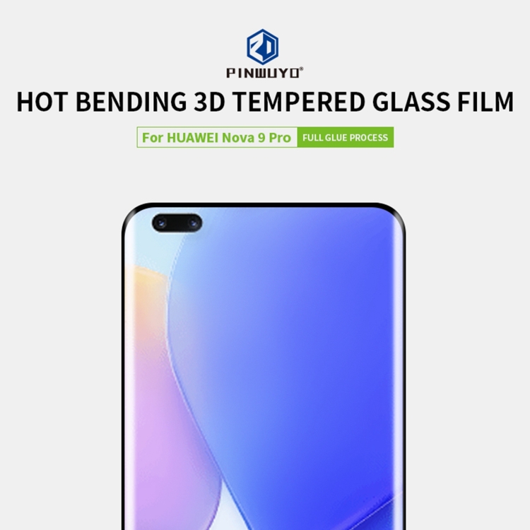 For Huawei nova 9 Pro PINWUYO 9H 3D Hot Bending Tempered Glass Film(Black)