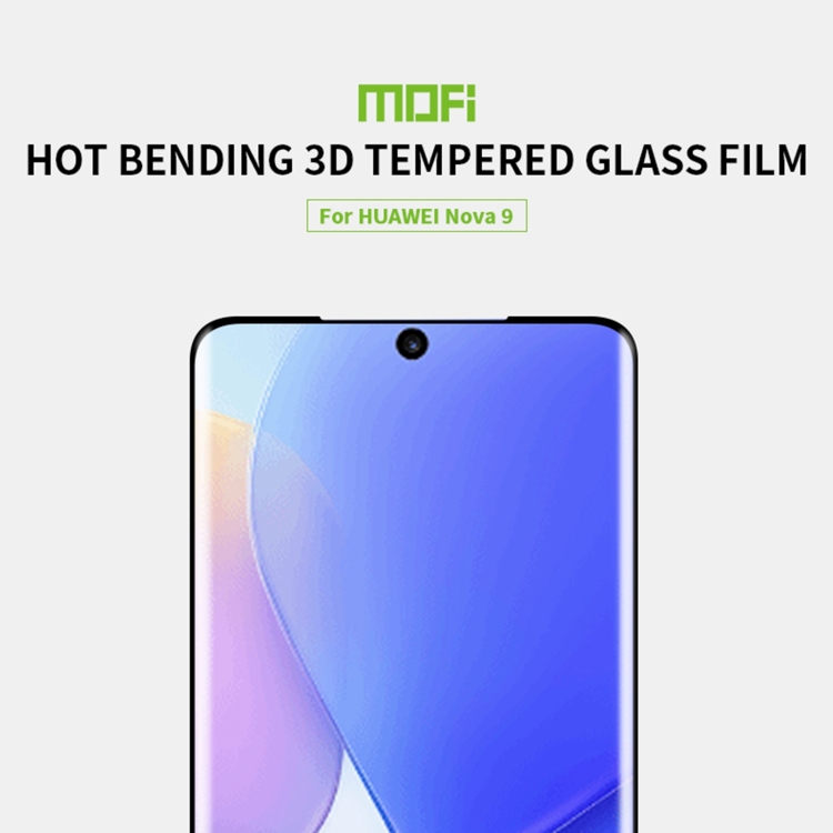 For Huawei nova 9 MOFI 9H 3D Explosion-Proof Hot Bending Full Screen Tempered Glass Film(Black)