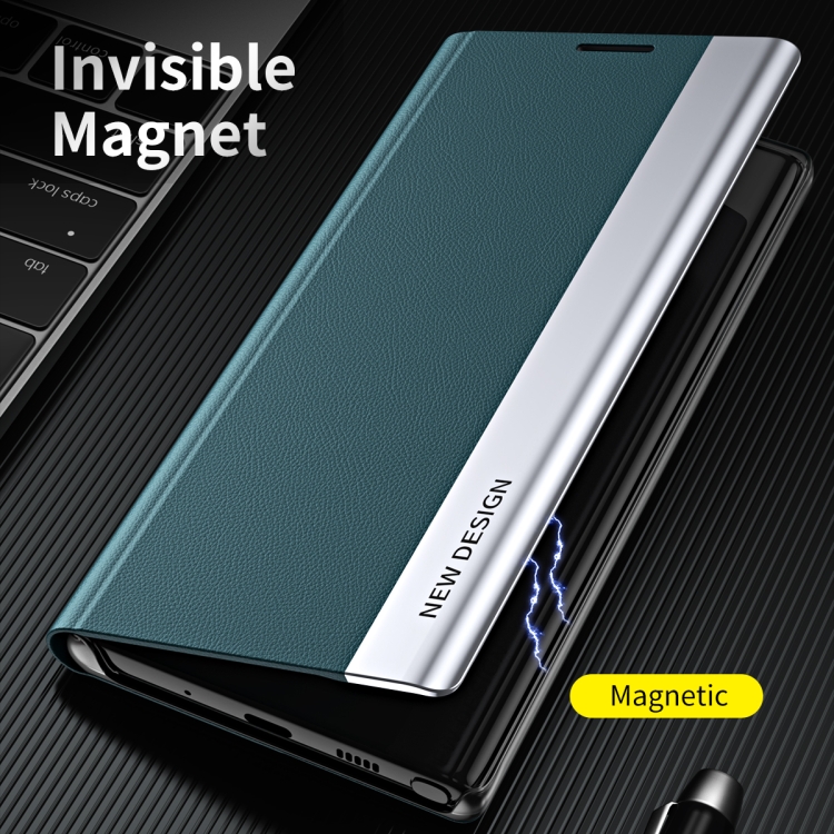 For Xiaomi Mi 11T / 11T Pro Side Electroplated Magnetic Ultra-Thin Horizontal Flip Leather Case with Holder(Green)