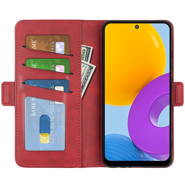 For Samsung Galaxy M52 5G Dual-side Magnetic Buckle Horizontal Flip Leather Case with Holder & Card Slots & Wallet(Red) - 3