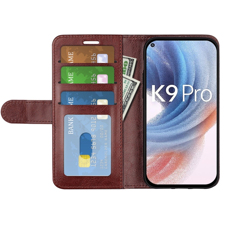 For OPPO K9 Pro R64 Texture Single Horizontal Flip Protective Case with Holder & Card Slots & Wallet& Photo Frame(Brown) - 3