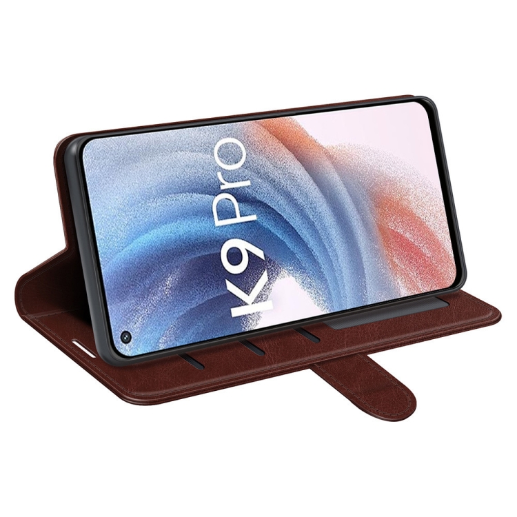 For OPPO K9 Pro R64 Texture Single Horizontal Flip Protective Case with Holder & Card Slots & Wallet& Photo Frame(Brown) - 4