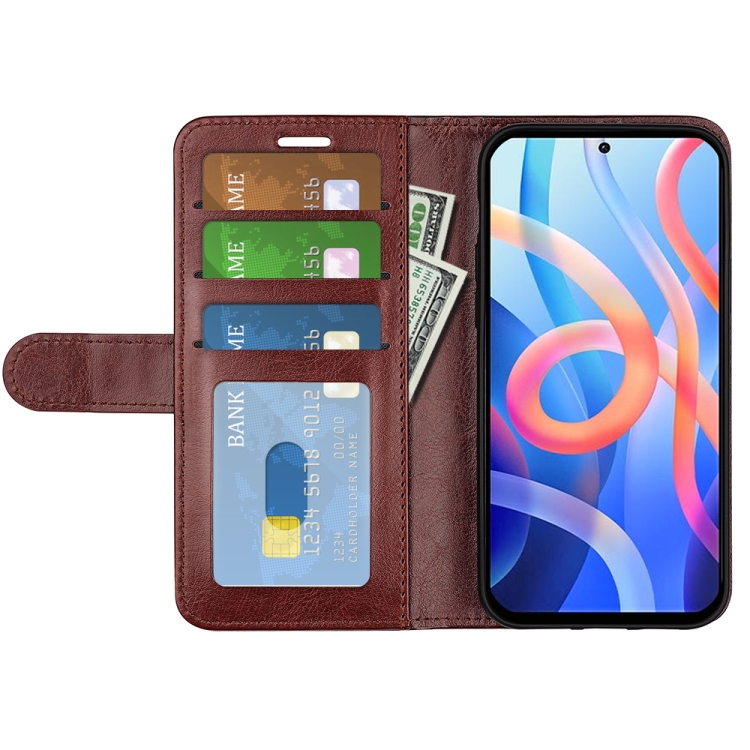For Xiaomi Redmi Note 11 R64 Texture Single Horizontal Flip Protective Case with Holder & Card Slots & Wallet & Photo Frame(Brown) - 3