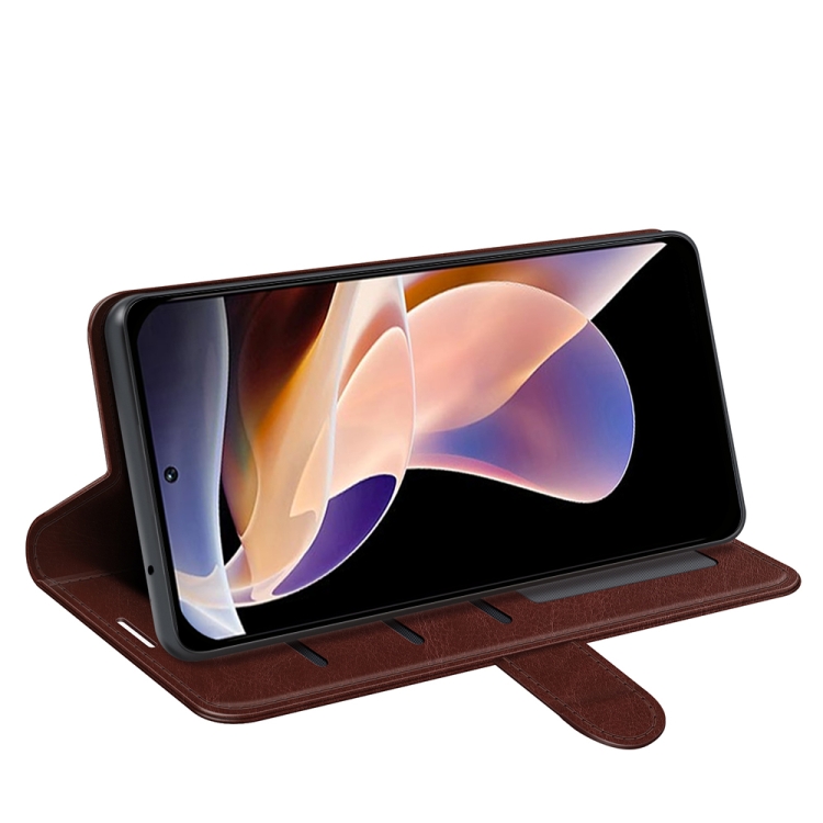 For Xiaomi Redmi Note 11 Pro / Note 11 Pro+ R64 Texture Single Horizontal Flip Protective Case with Holder & Card Slots & Wallet & Photo Frame(Brown) - 4