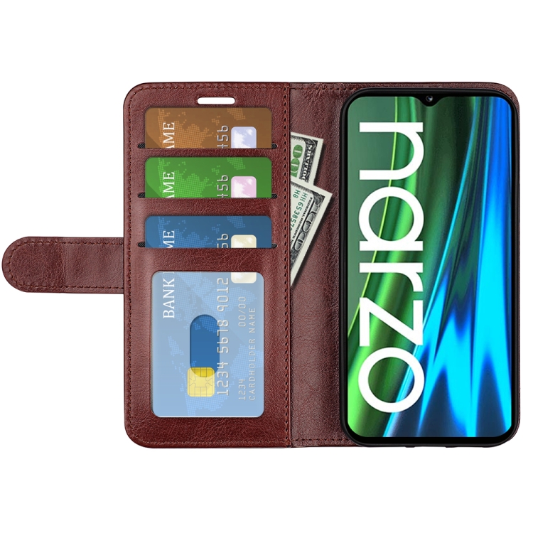 For OPPO Realme Narzo 50i R64 Texture Single Horizontal Flip Protective Case with Holder & Card Slots & Wallet & Photo Frame(Brown) - 3