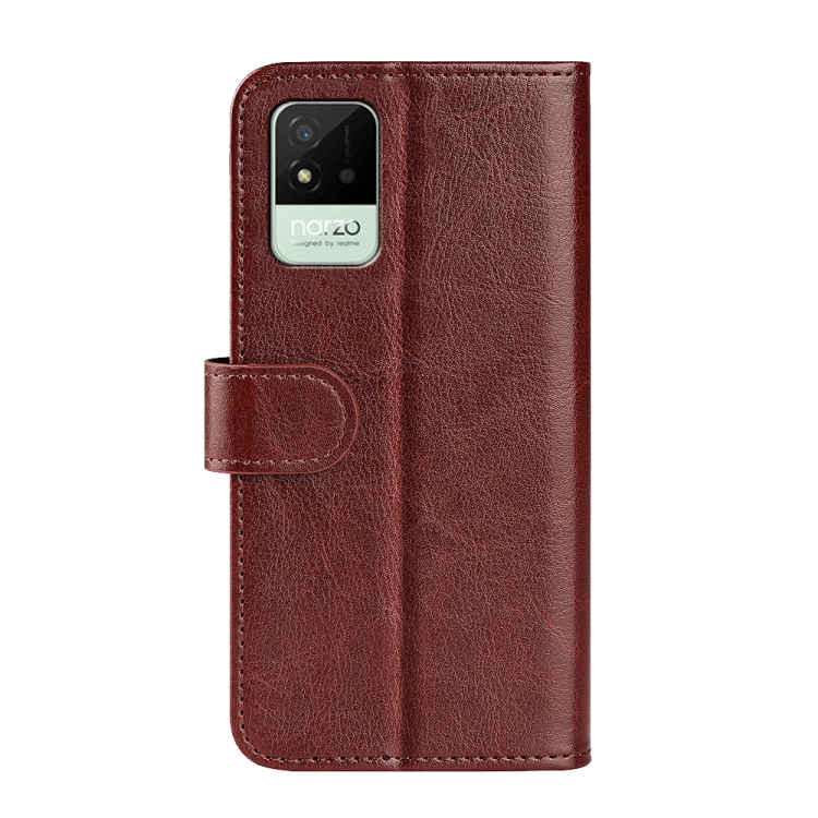 For OPPO Realme Narzo 50A R64 Texture Single Horizontal Flip Protective Case with Holder & Card Slots & Wallet& Photo Frame(Brown) - 2